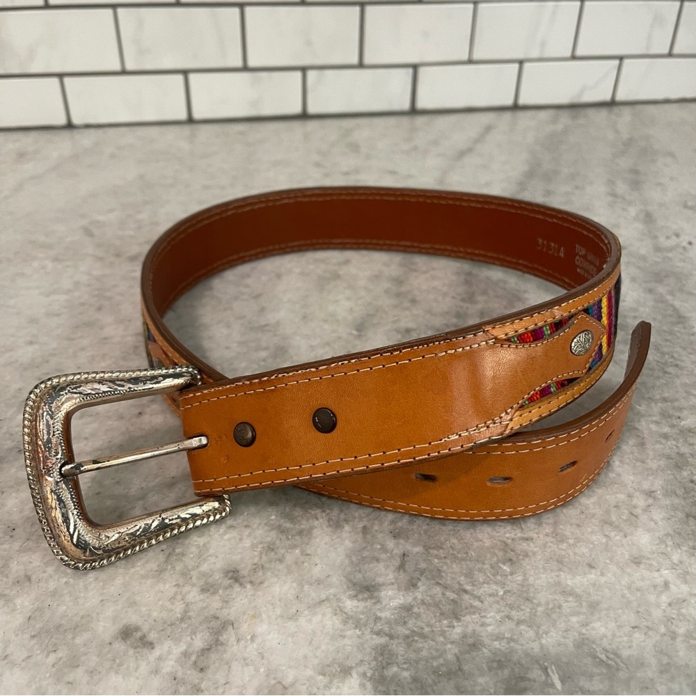 Vintage Fisher Belt Womens Medium Multicolor Woven Western Southwestern